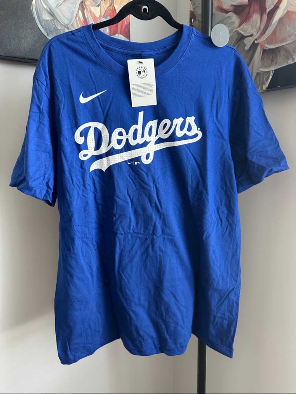 Dodgers Nike Short Sleeve Tee with White Script